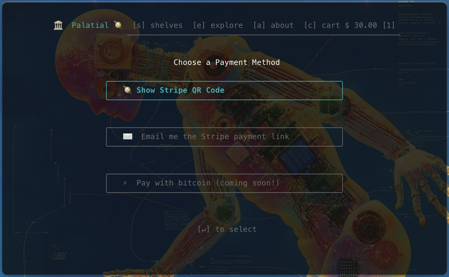 Palatial checkout process
