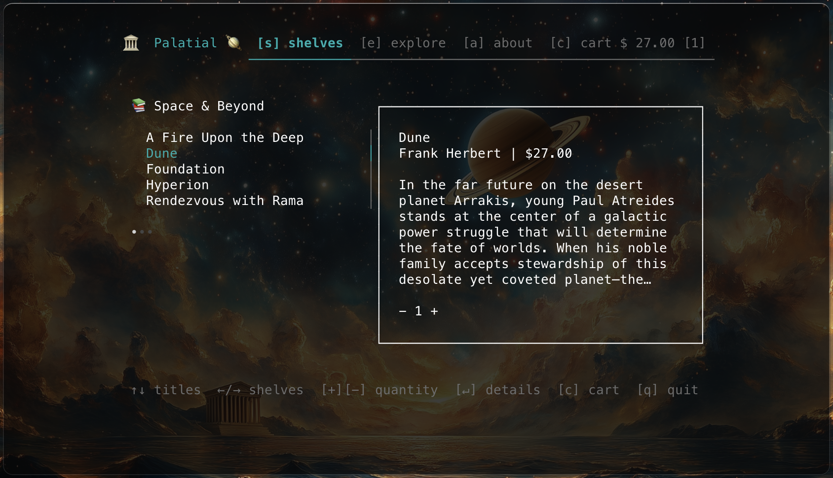 Palatial browsing interface